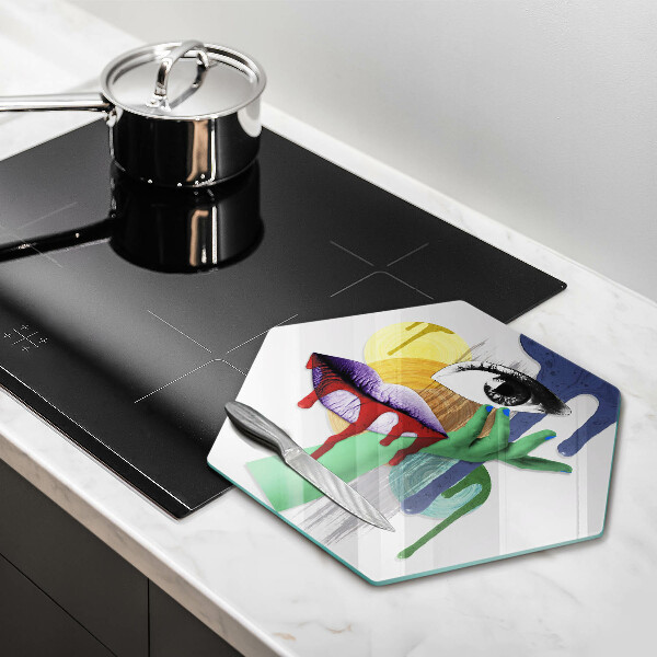 Skleněná krájecí deska Umění abstraktní koláž