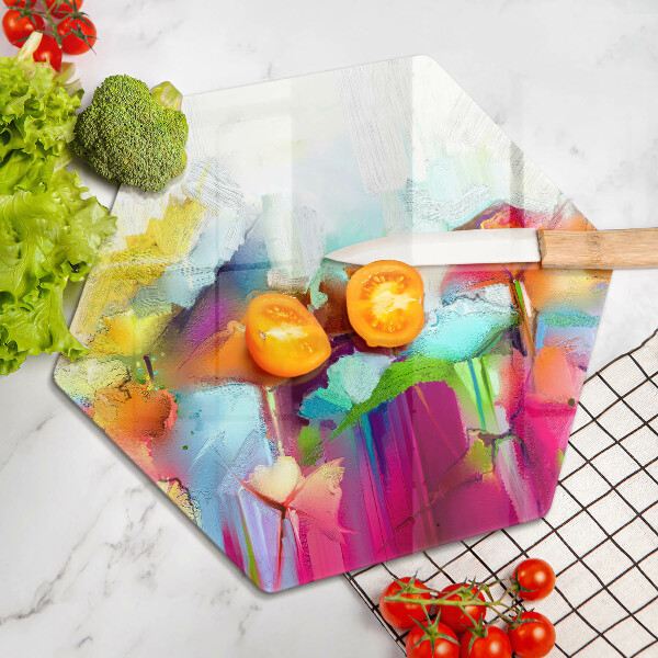 Skleněná krájecí deska Malované květiny