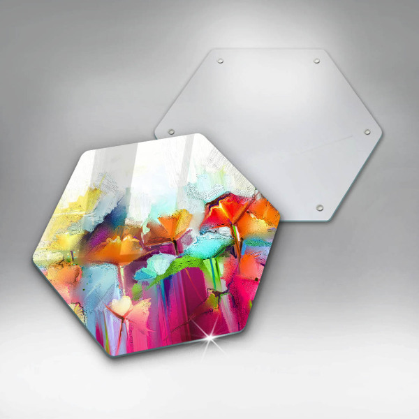 Skleněná krájecí deska Malované květiny