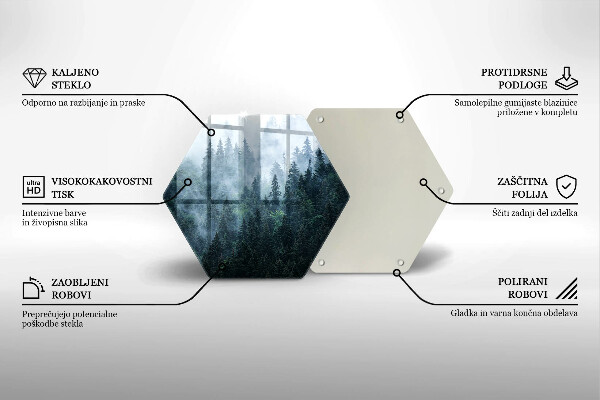 Skleněná krájecí deska Lesní stromy a mlha