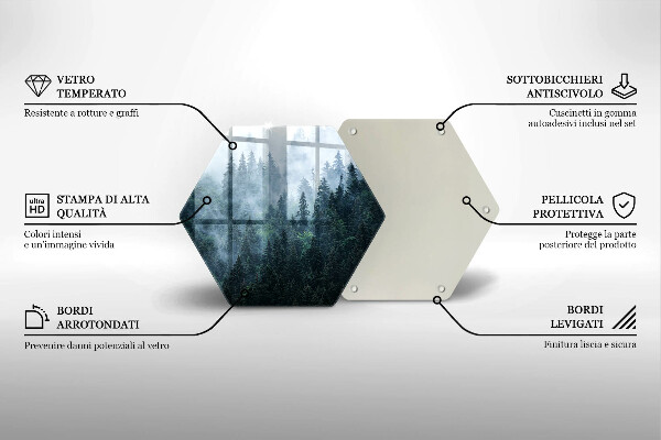 Skleněná krájecí deska Lesní stromy a mlha