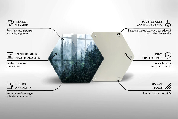 Skleněná krájecí deska Lesní stromy a mlha