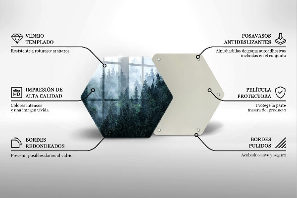 Skleněná krájecí deska Lesní stromy a mlha