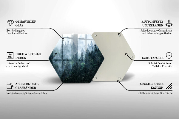 Skleněná krájecí deska Lesní stromy a mlha