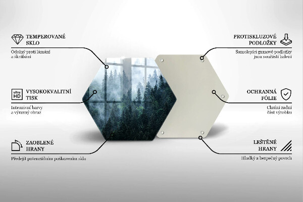 Skleněná krájecí deska Lesní stromy a mlha