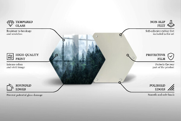 Skleněná krájecí deska Lesní stromy a mlha