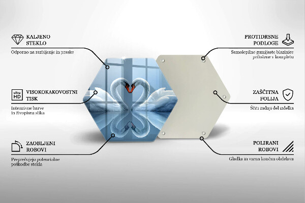 Skleněná deska do kuchyně Dvě labutí srdce