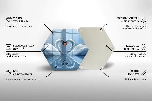 Skleněná deska do kuchyně Dvě labutí srdce
