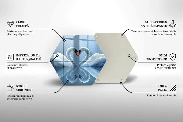 Skleněná deska do kuchyně Dvě labutí srdce