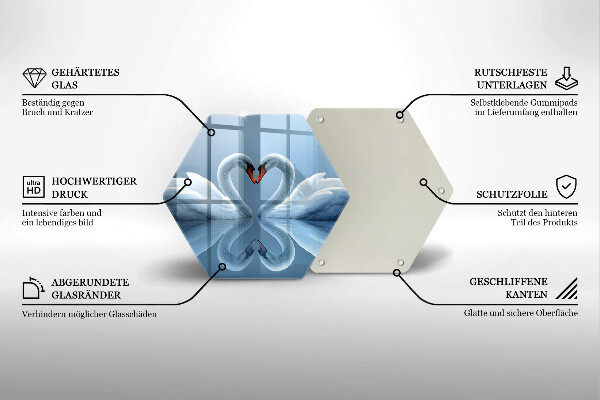 Skleněná deska do kuchyně Dvě labutí srdce