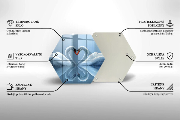 Skleněná deska do kuchyně Dvě labutí srdce