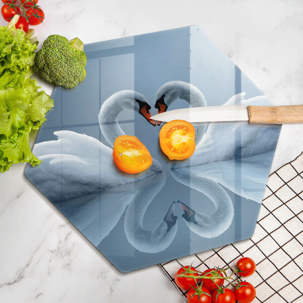 Skleněná deska do kuchyně Dvě labutí srdce