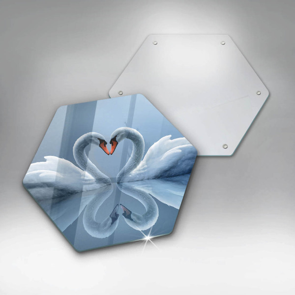 Skleněná deska do kuchyně Dvě labutí srdce