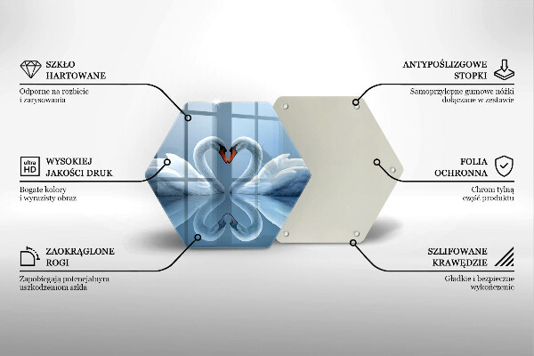 Skleněná deska do kuchyně Dvě labutí srdce