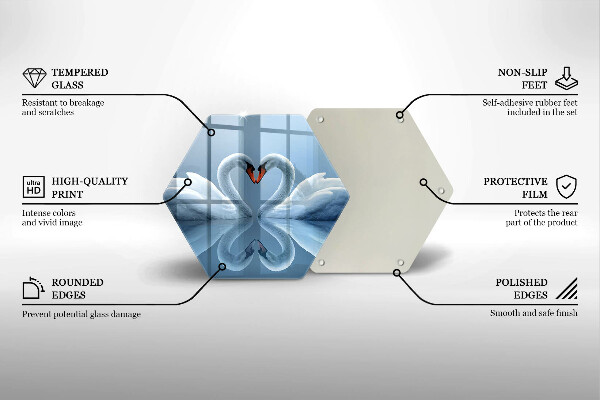 Skleněná deska do kuchyně Dvě labutí srdce