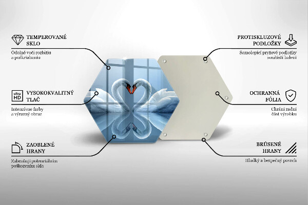 Skleněná deska do kuchyně Dvě labutí srdce