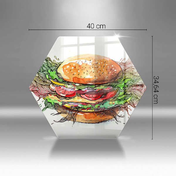 Skleněná deska do kuchyně Kresba hamburgeru