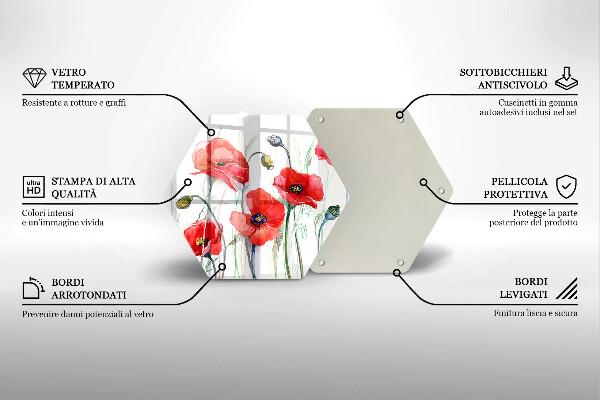 Skleněná deska do kuchyně Květy červeného máku