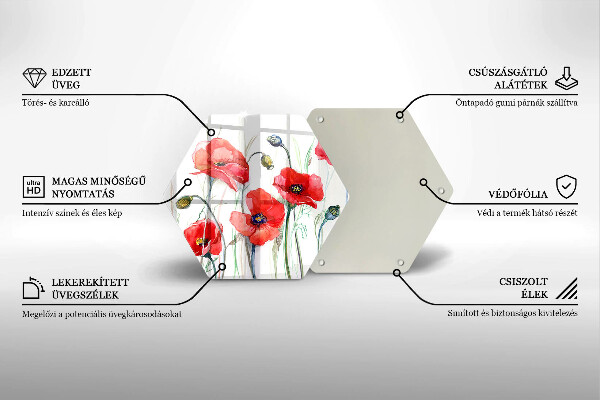 Skleněná deska do kuchyně Květy červeného máku