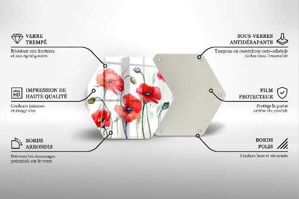 Skleněná deska do kuchyně Květy červeného máku
