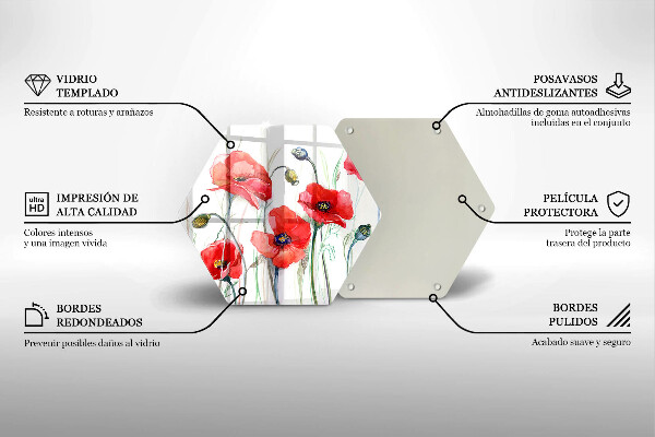 Skleněná deska do kuchyně Květy červeného máku