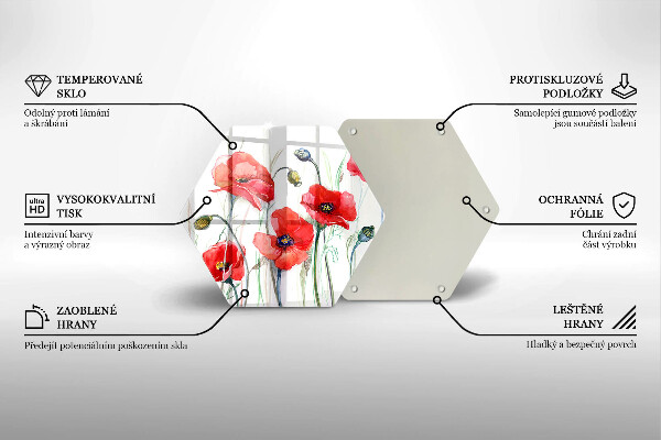 Skleněná deska do kuchyně Květy červeného máku