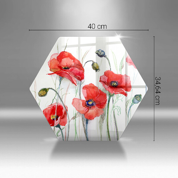 Skleněná deska do kuchyně Květy červeného máku