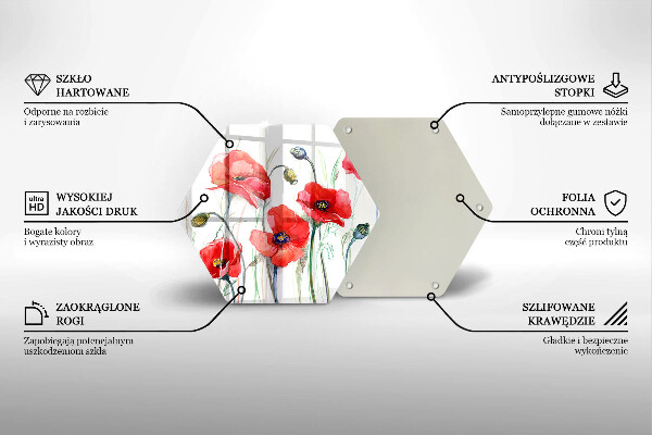 Skleněná deska do kuchyně Květy červeného máku