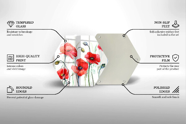 Skleněná deska do kuchyně Květy červeného máku