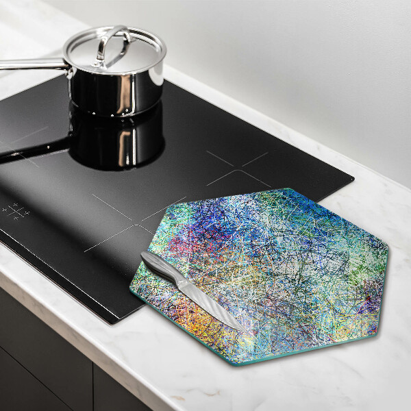 Skleněná deska do kuchyně Barevné linie abstrakce