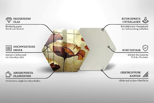 Skleněná deska do kuchyně Malované boho květiny