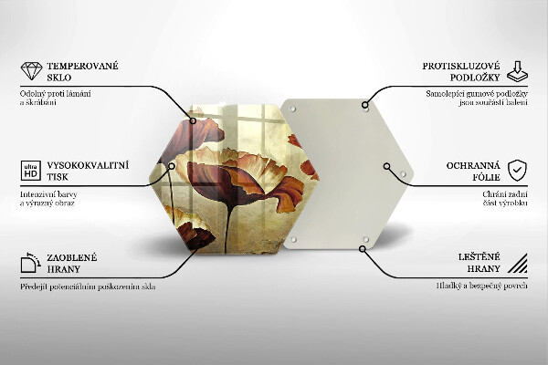 Skleněná deska do kuchyně Malované boho květiny