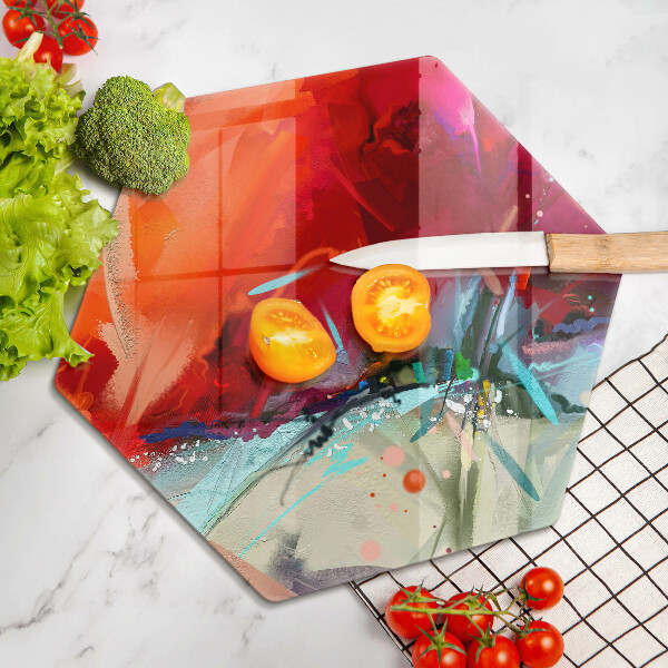 Skleněné krájecí prkénko Malovaná abstrakce