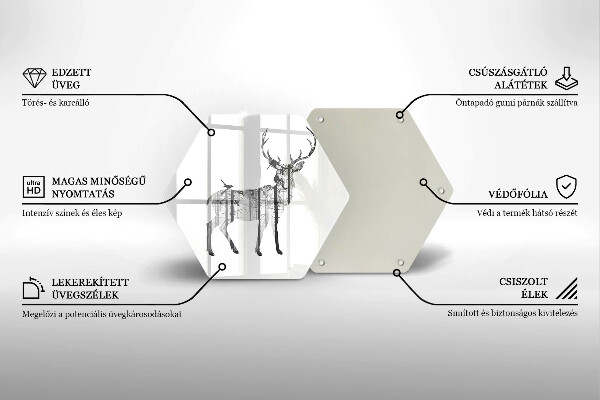 Skleněná deska do kuchyně Ilustrace jelenů a lesů