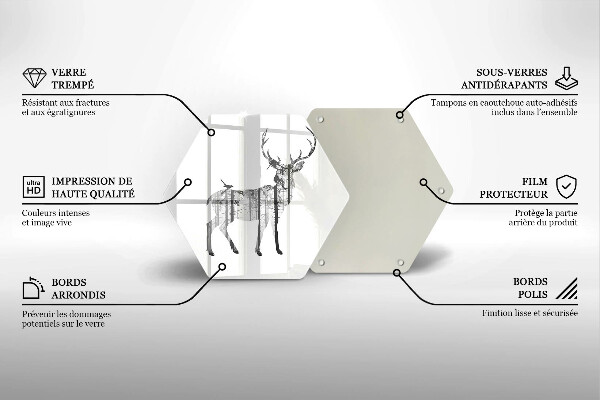 Skleněná deska do kuchyně Ilustrace jelenů a lesů