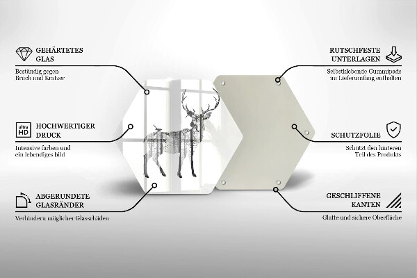 Skleněná deska do kuchyně Ilustrace jelenů a lesů