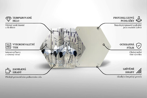Skleněná krájecí deska Japonské jeřáby