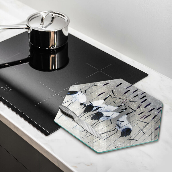 Skleněná krájecí deska Japonské jeřáby