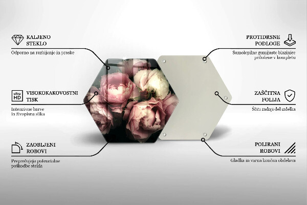 Skleněná krájecí deska Pivoňkové květy