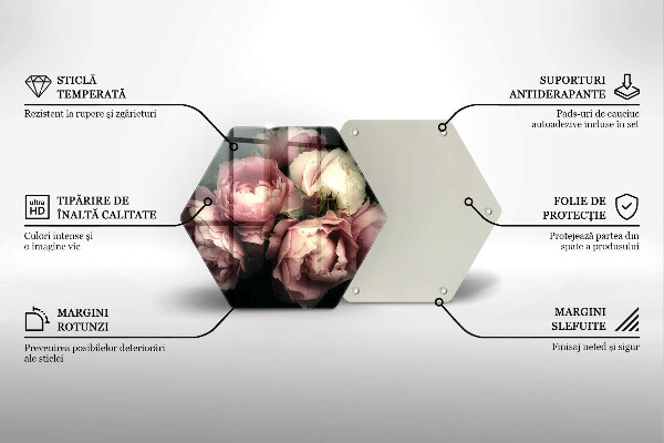 Skleněná krájecí deska Pivoňkové květy