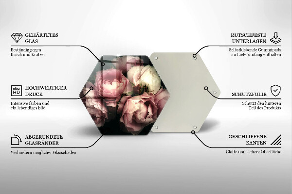 Skleněná krájecí deska Pivoňkové květy