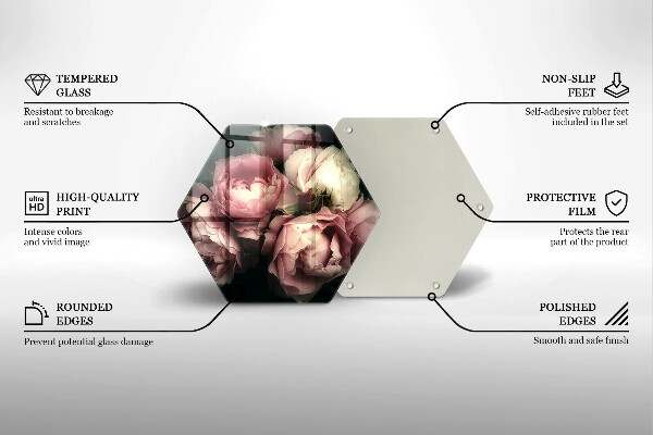 Skleněná krájecí deska Pivoňkové květy