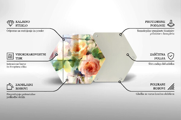 Skleněná krájecí deska Malované květiny