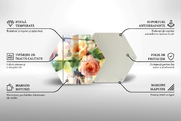 Skleněná krájecí deska Malované květiny