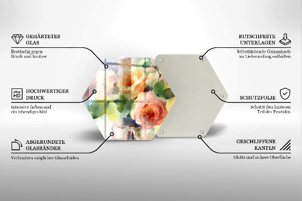 Skleněná krájecí deska Malované květiny