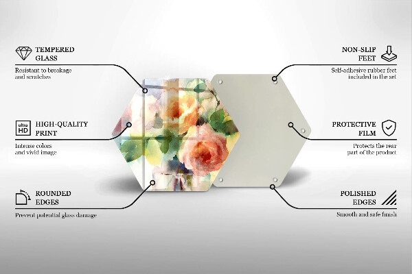 Skleněná krájecí deska Malované květiny