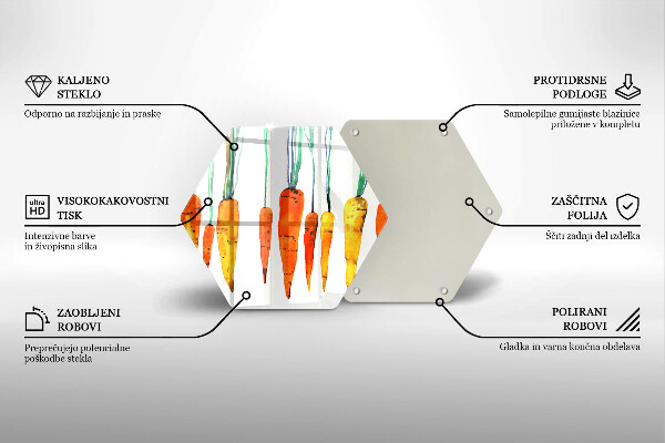 Skleněná krájecí deska Mrkev ilustrace