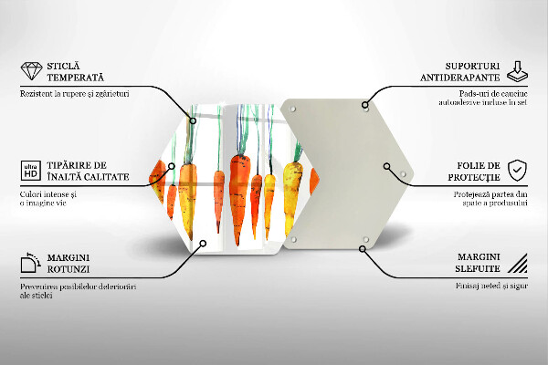 Skleněná krájecí deska Mrkev ilustrace