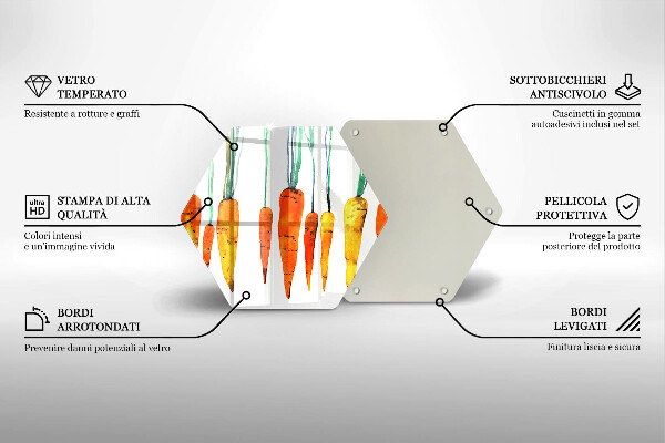 Skleněná krájecí deska Mrkev ilustrace