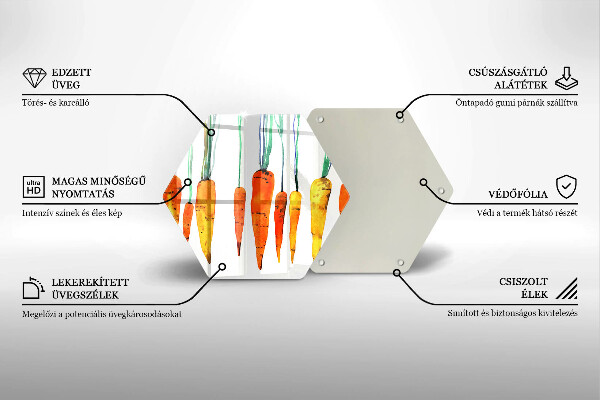 Skleněná krájecí deska Mrkev ilustrace
